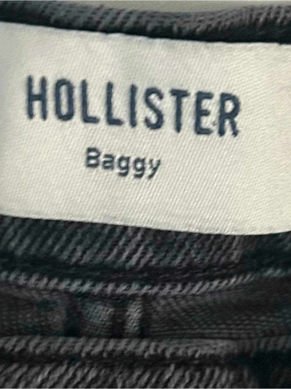 Hollister Men's Black Baggy Jean Pants with Side Utility Pockets